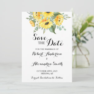 Save the Date Wedding Sunflowers Greenery Invitation