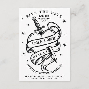 Save The Date Wedding Traditional Tarot Heart Enclosure Card