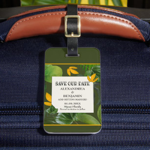 Save The Date Wedding Tropical Palms Custom Luggage Tag