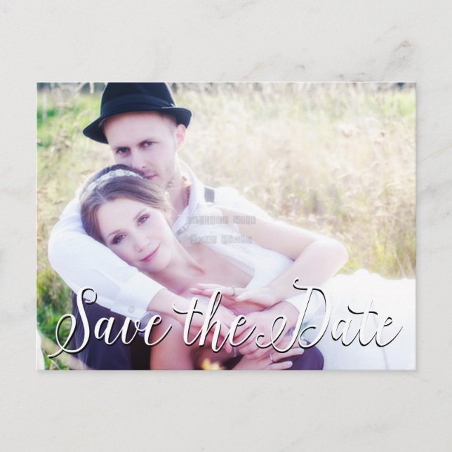 SAVE THE DATE Wedding Typography PHOTO Postcard (Front)