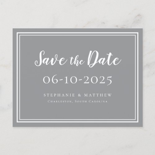 Save The Date Wedding Ultimate Gray Simple Modern Announcement Postcard