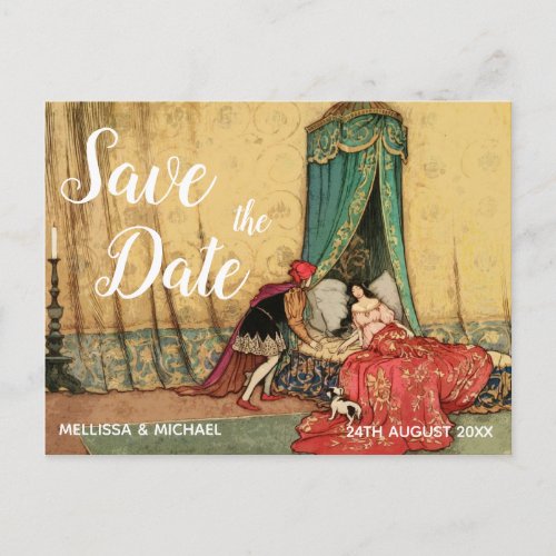 Save the Date Wedding Vintage Fairy Tale Postcard