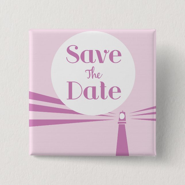 Save The Date Wedding Vintage Lighthouse Button (Front)
