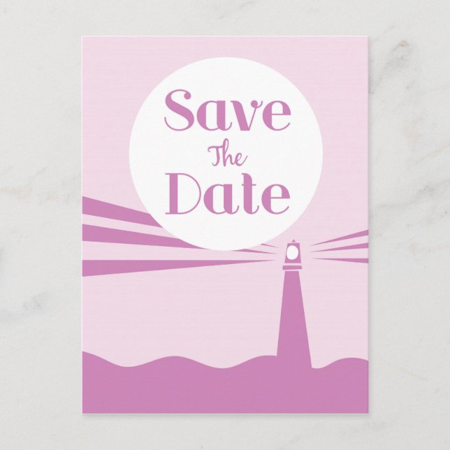 Save The Date Wedding Vintage Lighthouse Postcard (Front)