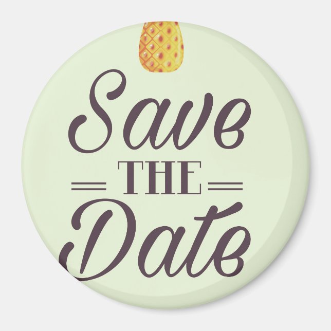 Save The Date Wedding Vintage Pineapples Magnet (Front)