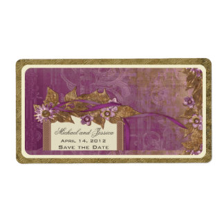 Save the Date Wedding Vintage Wine Label in Purple