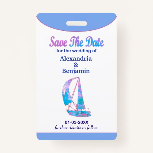 Save The Date Wedding Watercolor Badge (Front)