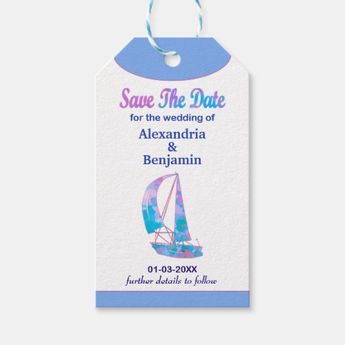 Save The Date Wedding Watercolor Destination  Gift Tags