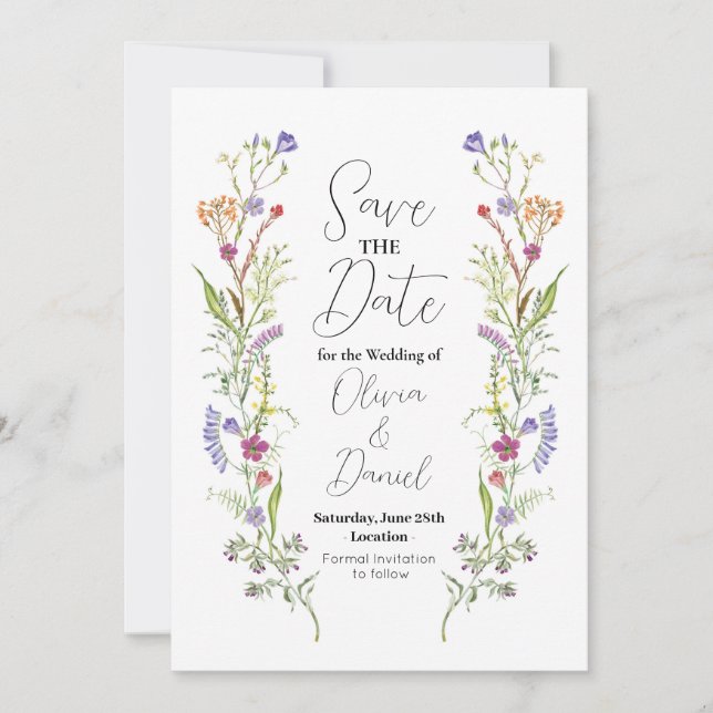 Save The Date Wedding Wildflower Floral  (Front)
