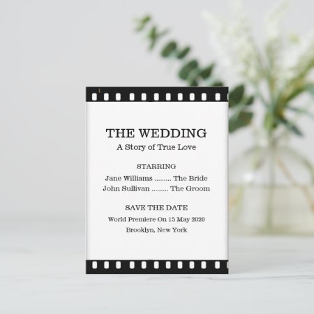 Save The Date Wedding With A Movie Film Theme Announcement Postcard