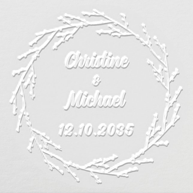Save The Date Wedding Wreath Names Embosser (Design)