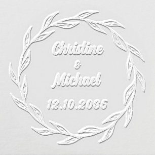 Save The Date Wedding Wreath Names Embosser