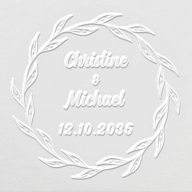Save The Date Wedding Wreath Names Embosser (Design)