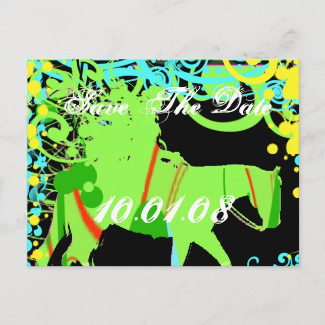 Save the Date- Western Grunge Announcement Postcard (Front)