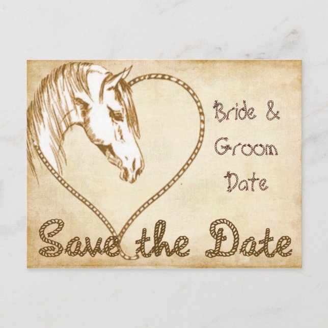 Save the Date Western Wedding Postcard (Front)