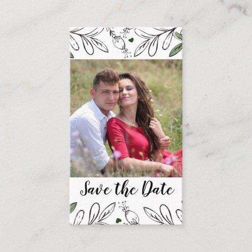 Save the Date Whimsical Hand Drawn Botanical Business Card