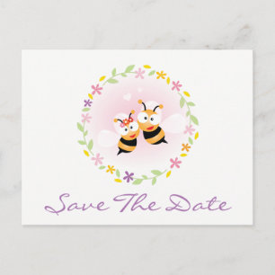 Save The Date Whimsical Pink Wedding Announcement Postcard