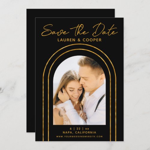 Save The Date White Gold Stylish Art Deco Wedding