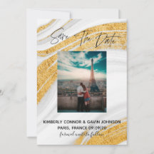 Save The Date |White, Grey and Gold Agate Geode