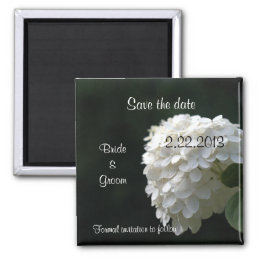 Save the Date White Hydrangea Wedding Magnet