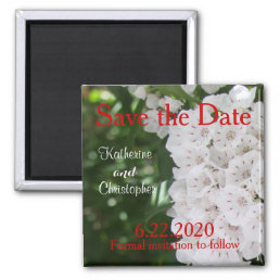 Save the Date White Mountain Laurel Wedding Magnet