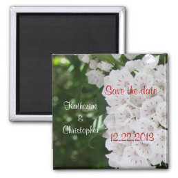 Save the Date White Mountain Laurel Wedding Magnet