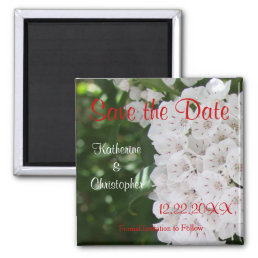 Save the Date White Mountain Laurel Wedding Magnet