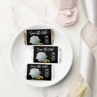 Save the Date White Rose Gold Rings Script Elegant