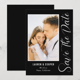 Save The Date White Stylish Script Modern Wedding