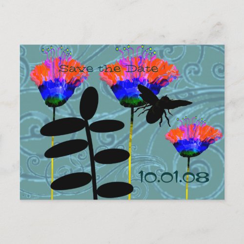 Save The Date Wild Flowers Announcement Postcard