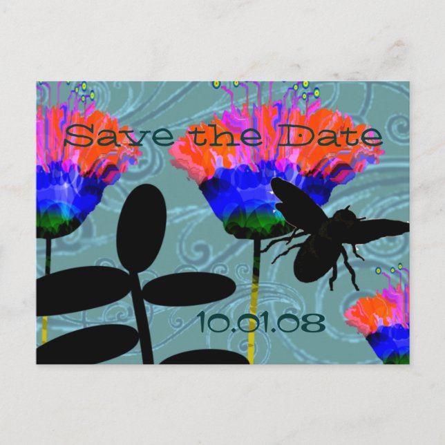 Save The Date Wild Flowers - Customized Announcement Postcard (Front)