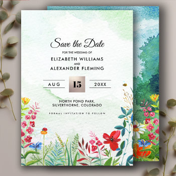 Save The Date. Wild Meadow | Summer Forest Cards by YourWeddingDay at Zazzle
