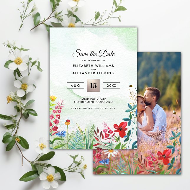 Save the Date. Wild Meadow | Wildflowers Photocard Save The Date (Creator Uploaded)