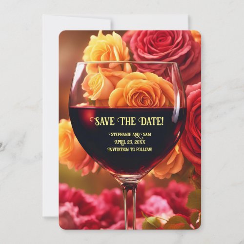 Save the Date Wine and Roses  Invitation