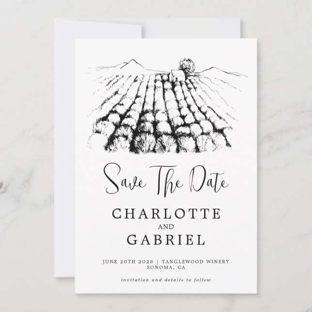 Save The Date Winery Wedding (Front)