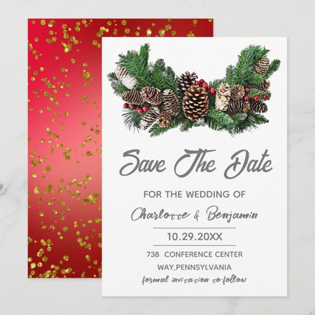 Save the Date Winter Christmas Wedding  (Front/Back)