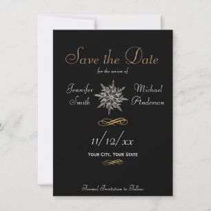 Save the Date Winter Snowflake Simple Wedding