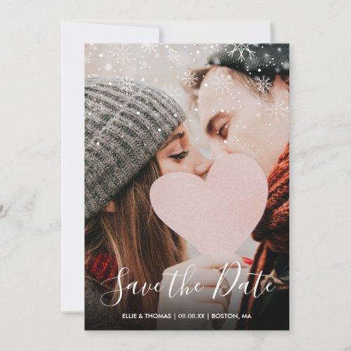 Save the Date Winter Snowflakes Script Photo