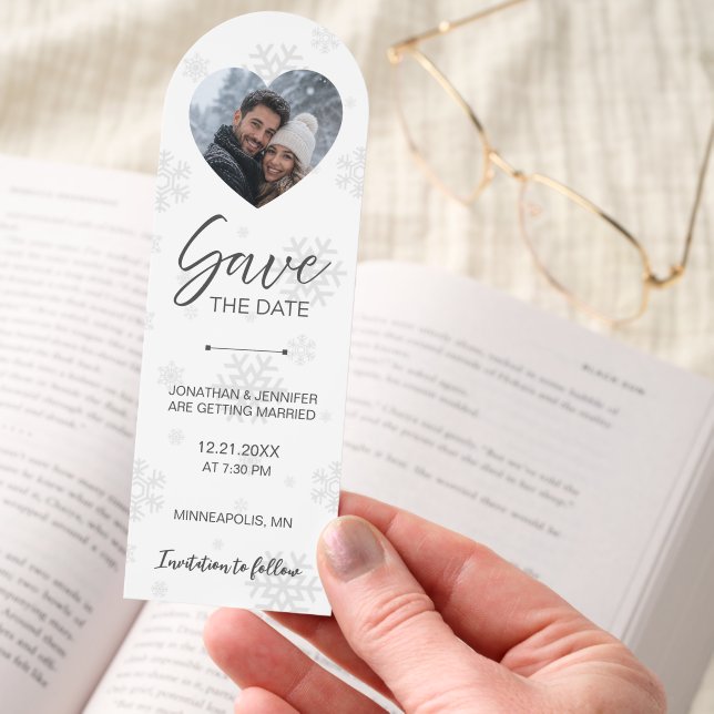 Save the Date Winter Wedding Photo  Bookmarks (Hand)