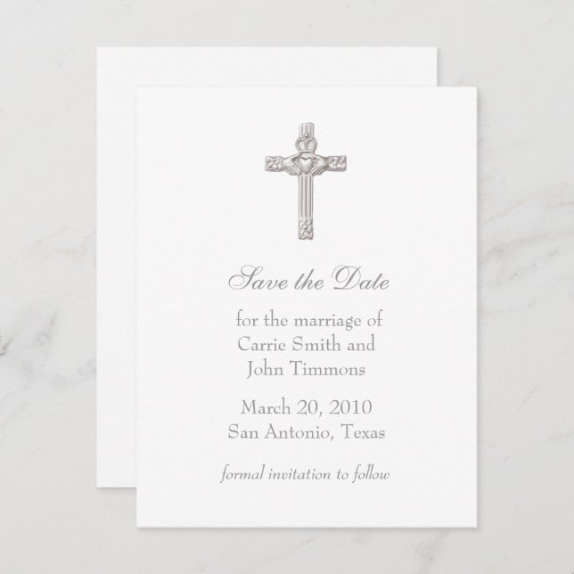 Save the Date with Claddagh Cross (Front/Back)