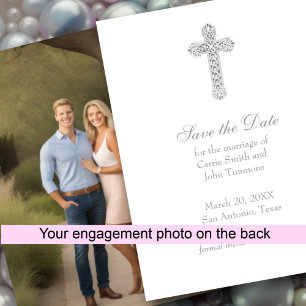 Save the Date with Cross Photo Back