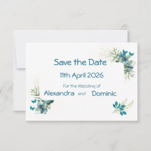 Save the Date with Floral and Butterfly motif
