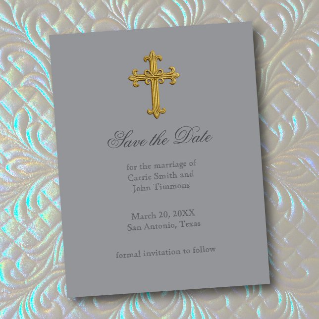 Save the Date with Gold Cross Christian (Creator Uploaded)