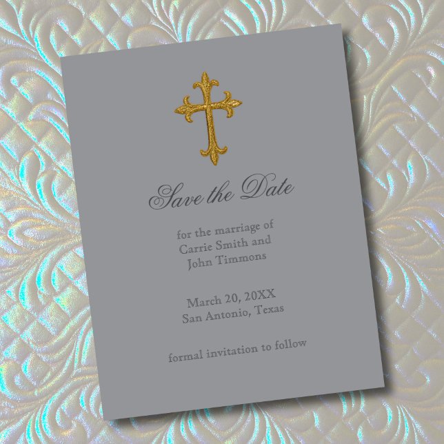 Save the Date with Gold Cross Christian III (Creator Uploaded)