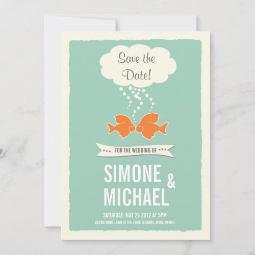 Save the Date with kissing Fish