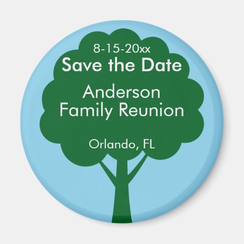 Save the Date with Name Place Tree Family Reunion Magnet