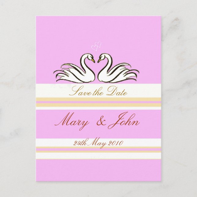 Save the date with Swans  pink card (Front)