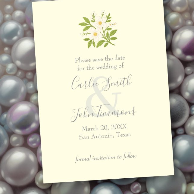 Save the Date with White Flowers (Creator Uploaded)