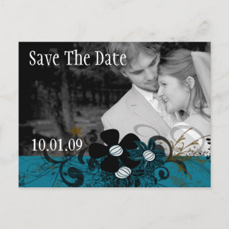 Save the Date with YOUR Photo DeepBlue Announcement Postcard