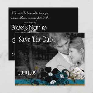 Save the Date with YOUR Photo - SeaBlue and Brown Announcement Postcard